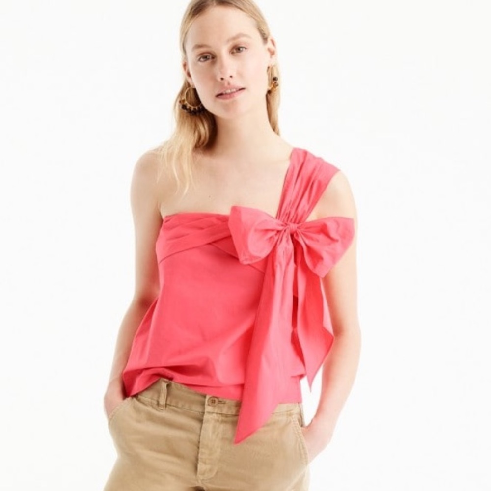 J.Crew One Shoulder Bow Top - Picture 1 of 7